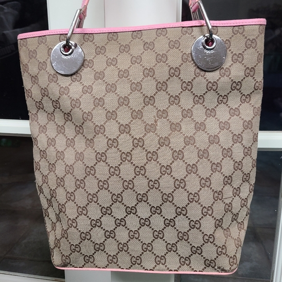 Vintage Gucci Monogram Canvas Shoulder bag- Medium- Signature canvas with pink - Picture 2 of 9